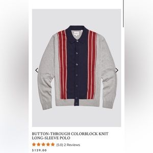 Ben Sherman | Button-Through Colorblock Knit Long Sleeve Polo | Size Medium